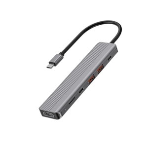 Powerology 6in 1 Slim 4K HDMI USB-C Hub 10Gbps Data Transfer