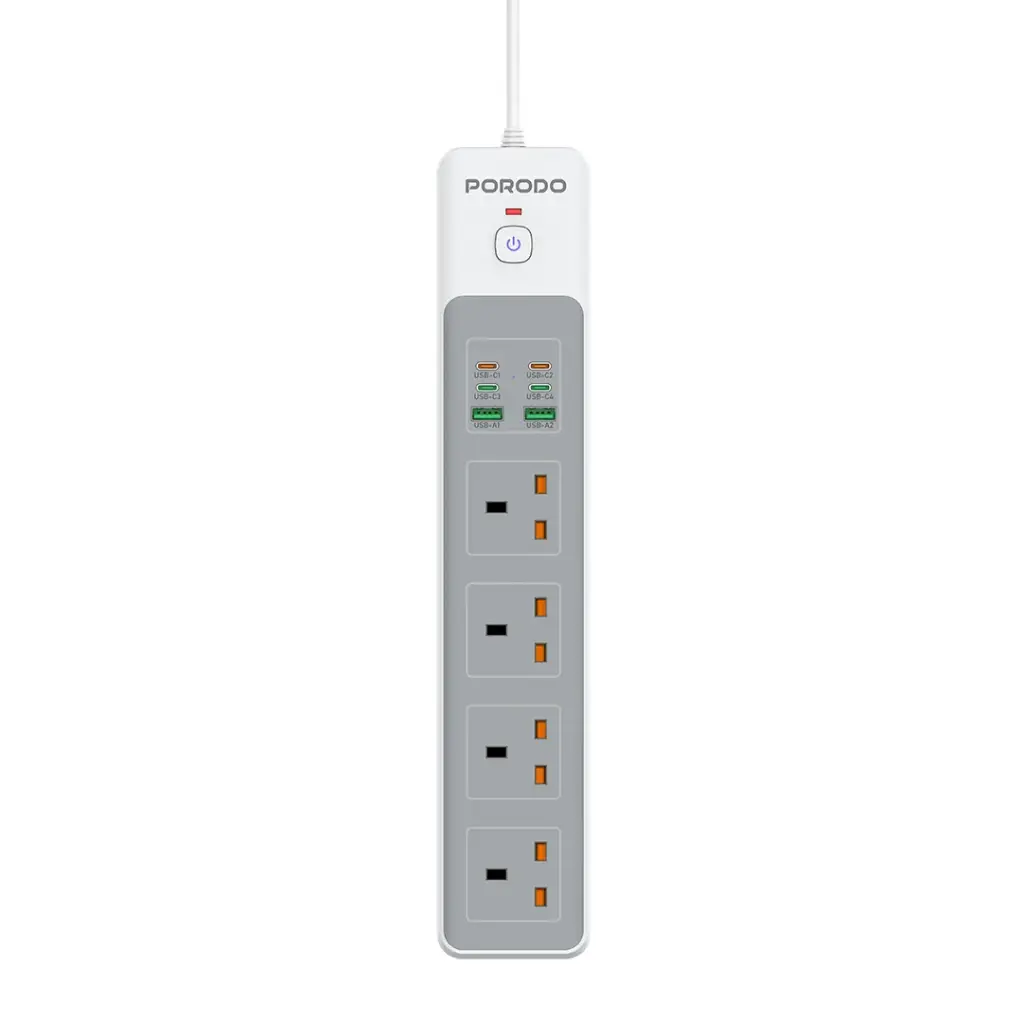 Porodo 4AC 65W 3000W Power Strip White