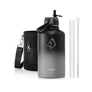 Buzio Duet Series Water Bottle with 2 Lids and Sleeve 1.9L - Shadow