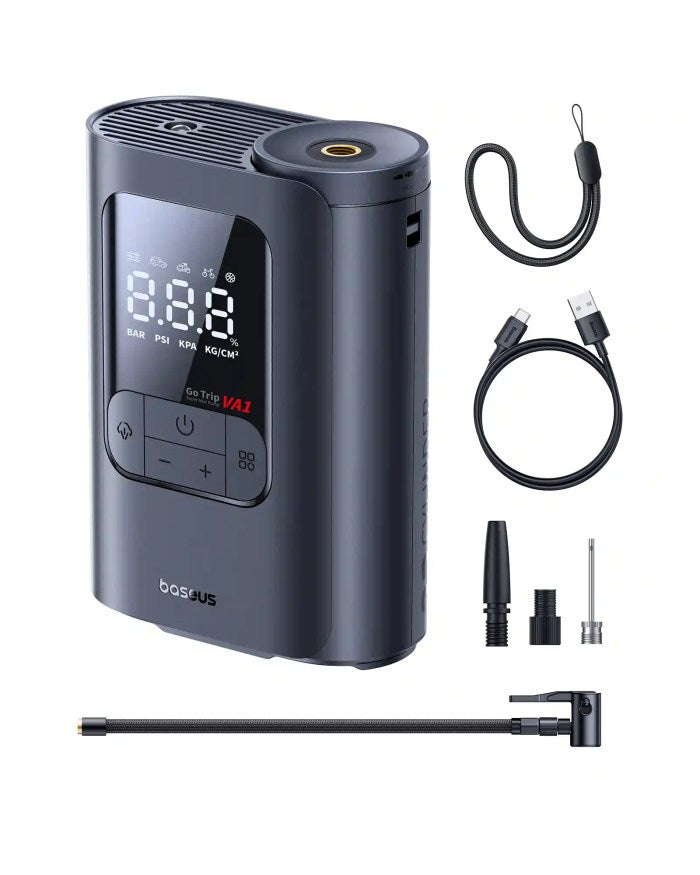 بيسوس منفاخ إطارات لاسلكي صغير للغاية GoTrip VA1، سعة ٢٢ إطارات - أسود
