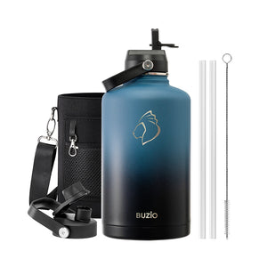 Buzio Duet Series Water Bottle with 2 Lids and Sleeve 2.5L - Indigo Crush