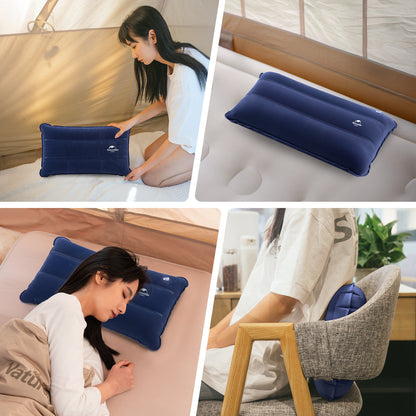 Naturehike PVC Flocking Square Inflatable Pillow - Navy Blue