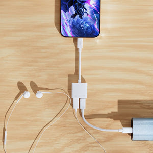 LZEL HubDuo Nexus Dual USB-C Headphone and Charger Adapter 20CM – White