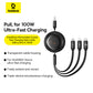 Baseus Free2Draw Retractable Crystal Fast Charging Data Cable USB-A to M+L+C 100W 1.1m Cluster Black