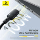 Baseus Silky One-for-Three Fast Charging Cable USB-C to M+L+C 100W 1.5m Cosmic Black