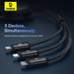 Baseus Free2Draw Retractable Crystal Fast Charging Data Cable USB-A to M+L+C 100W 1.1m Cluster Black
