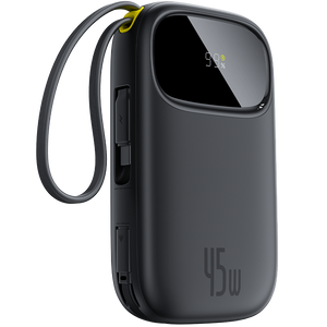 Baseus EnerFill FC31 Qpow 3 Digital Display Power Bank with USB-C+ Lightning Cables 10000mAh 45W Cosmic Black