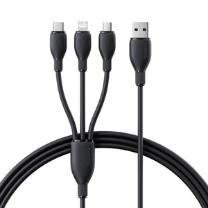 Baseus Ultra-Fast One-for-Three Fast Charging Cable USB-A to M+L+C 3.5A 1.3m Cosmic Black