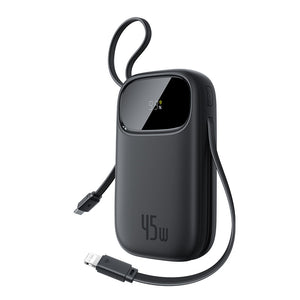 Baseus EnerFill FC31 Qpow 3 Digital Display Power Bank with USB-C+ Lightning Cables 10000mAh 45W Cosmic Black