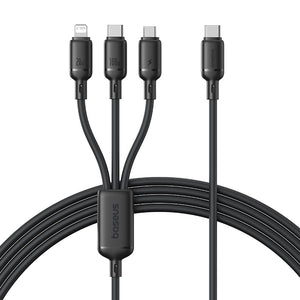 Baseus Silky 1.5m USB-C to M+L+C 100W 3-in-1 Fast Charging Cable – Black