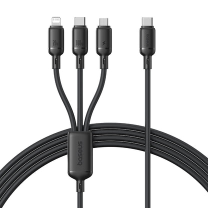Baseus Silky One-for-Three Fast Charging Cable USB-C to M+L+C 100W 1.5m Cosmic Black