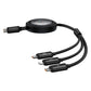 Baseus Free2Draw Retractable Crystal Fast Charging Data Cable Type-C to M+L+C 100W 1.1m Cluster Black