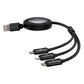 Baseus Free2Draw Retractable Crystal Fast Charging Data Cable USB-A to M+L+C 100W 1.1m Cluster Black