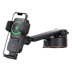 Baseus Wisdom Series Auto Alignment Car Mount Wireless Charger（QI 15W)（Suction Cup Version) Cluster Black