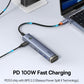 Baseus UltraJoy Series 6-Port HUB AIR Space Grey（Type-C to HDMI4K@60Hz*1+USB3.0*2+USB2.0*1+Type-C3.0*1+PD*1）