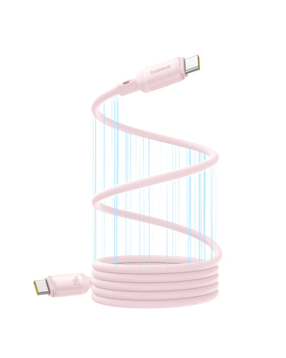 Baseus PicoGo Magnetic Liquid Silicone Fast Charging Cable USB-C to USB-C 240W 1m Baby Pink