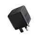 Baseus Palm Fast Charger 2C+U 65W UK Cluster Black (With: Baseus Mini White Cable Type-C to Type-C 100W(20V/5A) 1m Cluster Black)