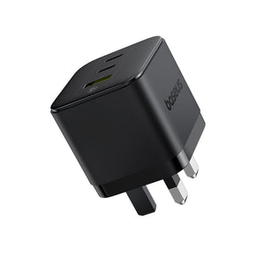 Baseus Palm Fast Charger 2C+U 65W UK Cluster Black (With: Baseus Mini White Cable Type-C to Type-C 100W(20V/5A) 1m Cluster Black)