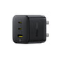 Baseus Palm Fast Charger 2C+U 65W UK Cluster Black (With: Baseus Mini White Cable Type-C to Type-C 100W(20V/5A) 1m Cluster Black)