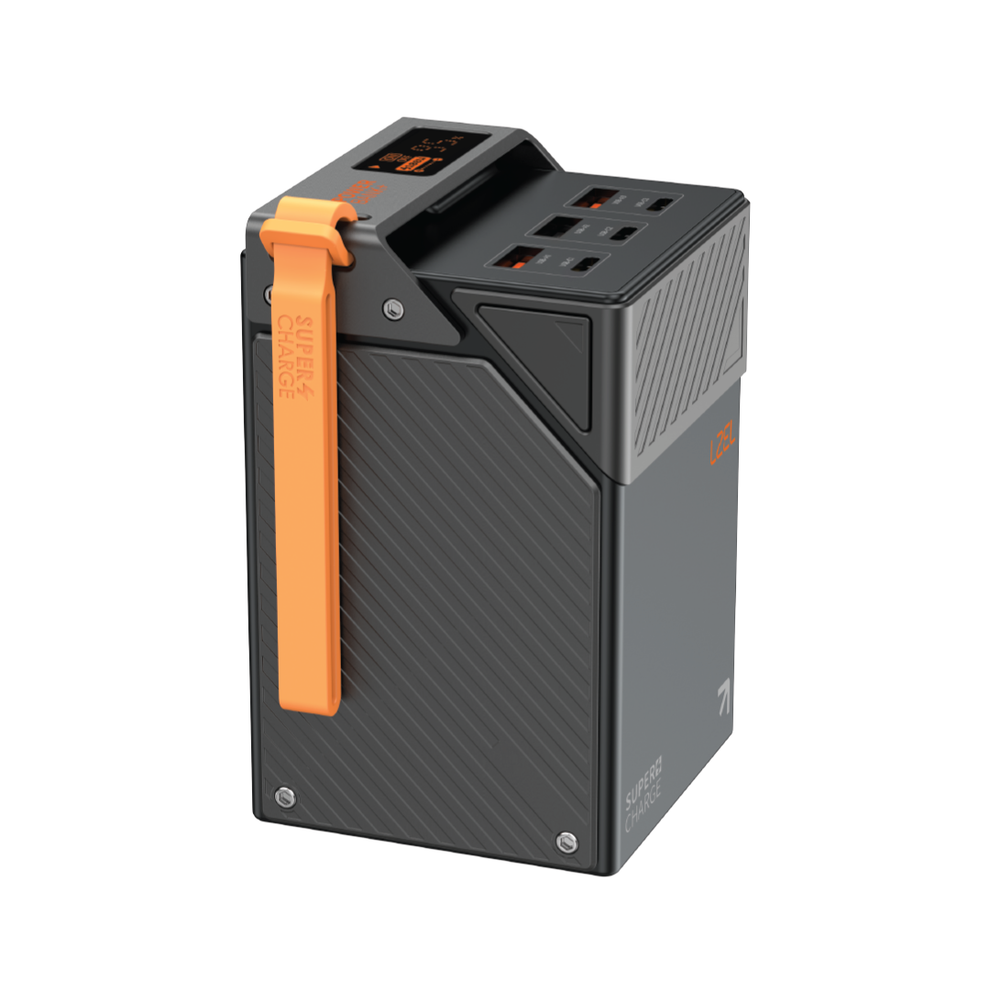بنك طاقة LZEL Zenoflex Ultra Surge بسعة 50000 مللي أمبير مع شحن سريع بقدرة 100 واط كحد أقصى - ثلاثة منافذ Type-C + ثلاثة منافذ USB-A - أسود