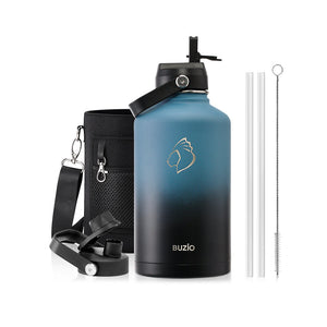 Buzio Duet Series Water Bottle with 2 Lids and Sleeve 1.9L - Indigo Crush