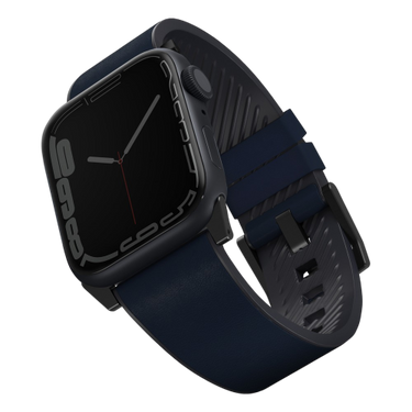 Uniq Straden Waterproof Leather Hybrid Apple Watch Strap 45/44/42mm Prussian (Blue)