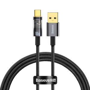 Baseus Explorer Series Auto Power-Off Fast Charging Data Cable USB to Type-C 100W 1m Black