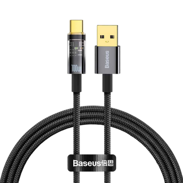 Baseus Explorer Series Auto Power-Off Fast Charging Data Cable USB to Type-C 100W 2m Black