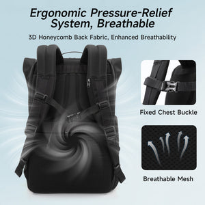 Tigernu T-B91025 Tall 28L to 38L Expandable Travel Backpack - Black