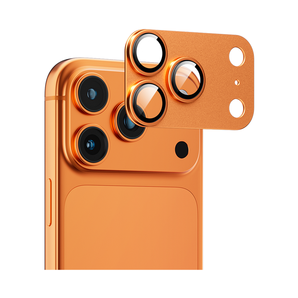 كاميرا LZEL المعدنية ذات الزجاج المقوى لهاتف iPhone 17 Pro Max - برتقالي