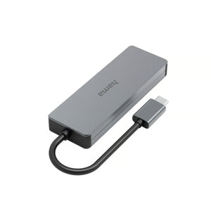 موزع هاما 4 في 1 USB-C، USB 3.2 Gen2، 10 جيجابت/ثانية - رمادي