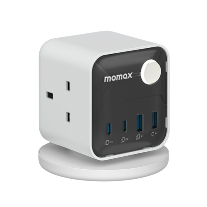 مكعب الطاقة Momax 1-Charge Work Flow ذو 3 منافذ مع USB (أبيض)