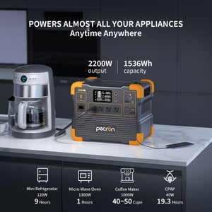 PECRON E1500LFP Expandable Portable Power Station 1536Wh / 2200W (Surge 4400W)