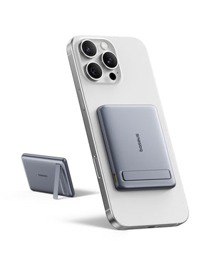 Baseus PicoGo AM31 Qi2 Ultra-Mini Magnetic Power Bank with Kickstand 5000mAh 20W Space Grey (Includes Simple Braided Cable USB-C to USB-C 20cm Black)