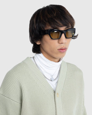 BLACK ACETATE WARM OLIVE LENS PT-1101 - AYREEN