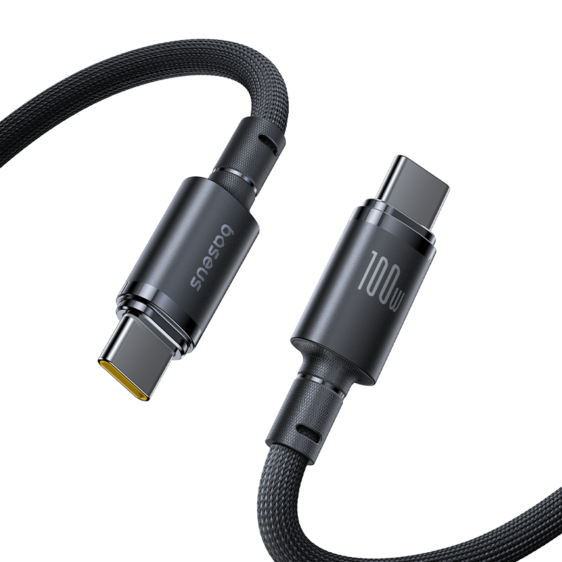 بيسوس كابل رابد تايب - سي الي تايب - سي بطول ١متر بقوة ١٠٠ واط - أسود
