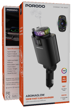 Porodo AROMAGLOW 120W Fast Car Charger