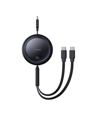 Baseus Bright Mirror Series One-for-two Fast Charging Data Cable Type-C to C+C 100W 1m Cluster Black