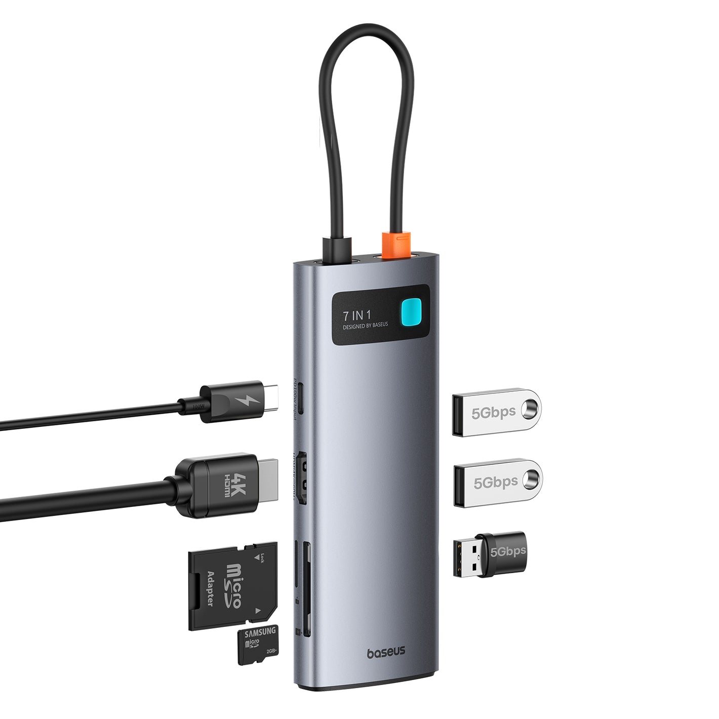 Baseus Metal Gleam 7-Port HUB – Space Grey