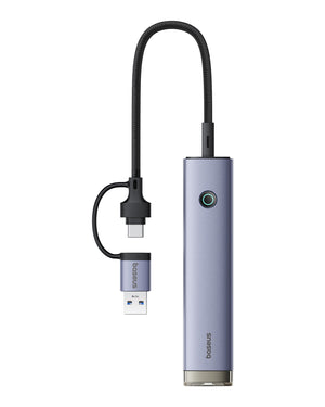 Baseus UltraJoy Series 4-Port HUB AIR Space Grey（USB-A&Type-C to USB 3.0*3+RJ45*1+Type-C5V）
