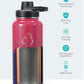 Buzio Trio Series Water Bottle with 3 Lids and Sleeve 1L - Red Blue