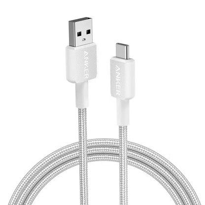 كابل Anker 322 USB-A إلى USB-C مضفر (0.9 متر/3 قدم) - أبيض