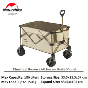 Naturehike TC03 Four-Way With Brakes Folding Trolly - Light Beige
