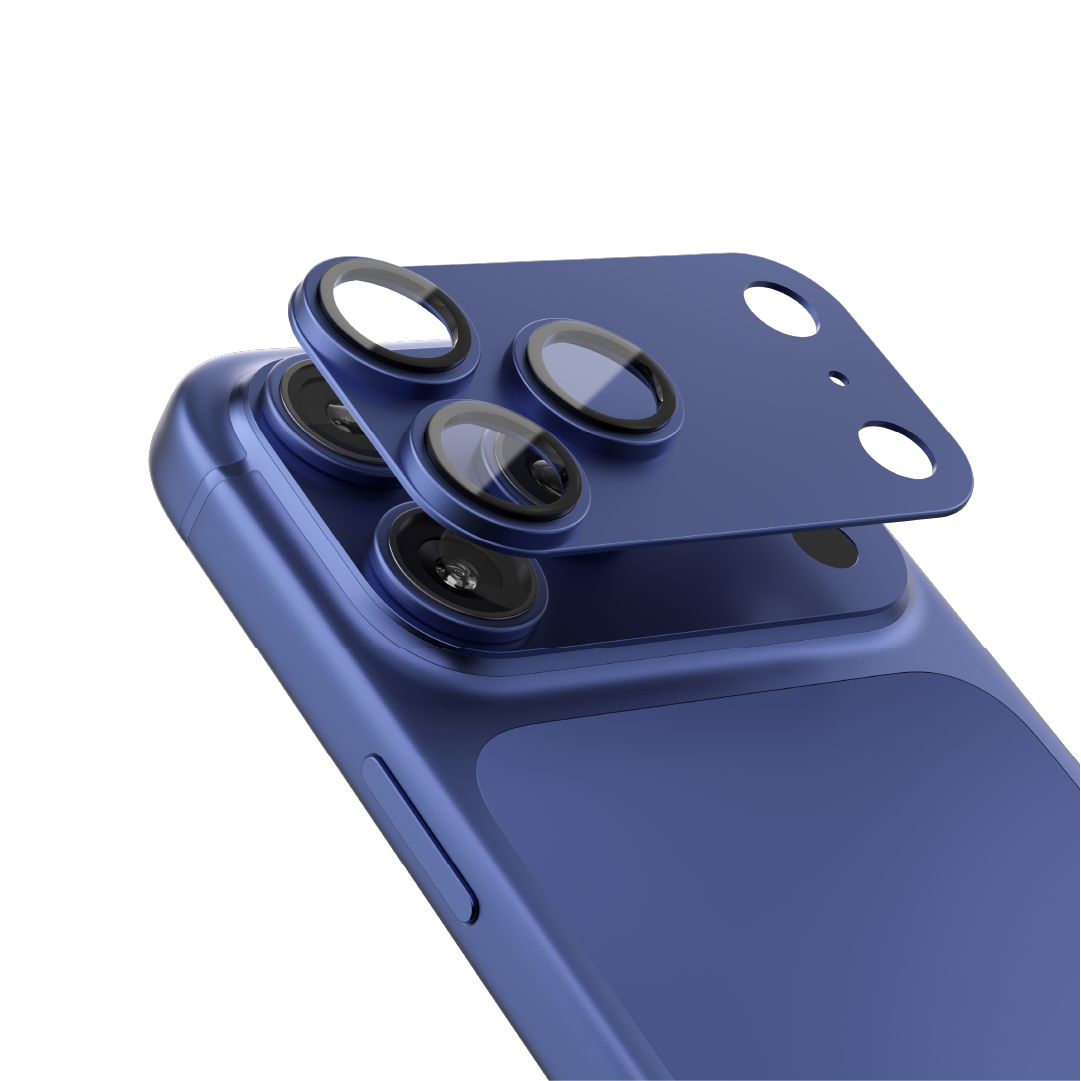 زجاج كاميرا معدني مقوى من سلسلة ASLI ARMORLENS لهاتف iPhone 17 Pro Max باللون الأزرق