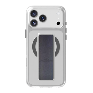 LZEL MagClear LeatherGrip Case for iPhone 17 Pro – Clear Case + Leather Black Grip