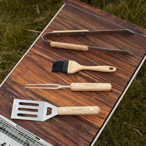 Naturehike Four-piece barbecue tool set - Wood + stainless steel