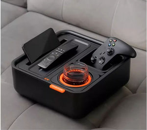 CouchConsole Cup Holder with Phone Stand Tray - Dark Orange