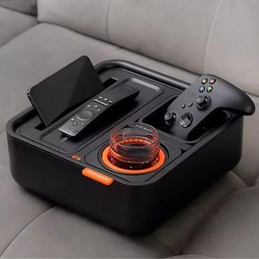 CouchConsole Cup Holder with Phone Stand Tray - Dark Orange