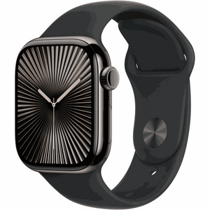 Apple Watch Series 10 GPS + Cellular 42mm Slate Titanium Case with Black Sport Band - M/L