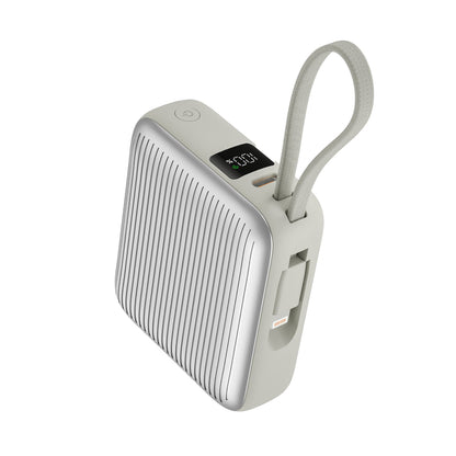 LZEL Neurode Sync 10000mAh PD Mini Power Bank 22.5W Built-in Cable – Silver
